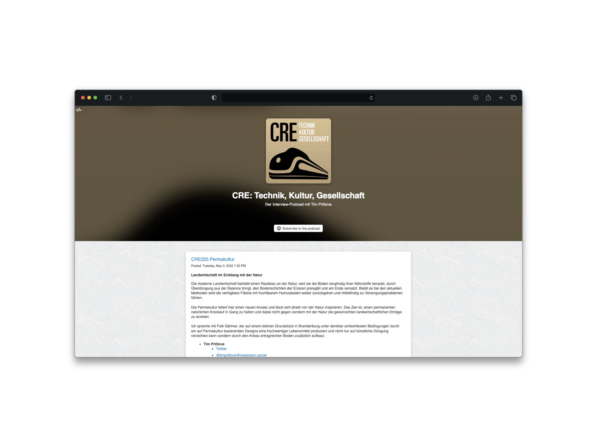 Custom branded RSS feed example showing white-label design with podcast branding